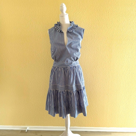 Gretchen Scott Blue and White striped sundress. - Picture 1 of 4